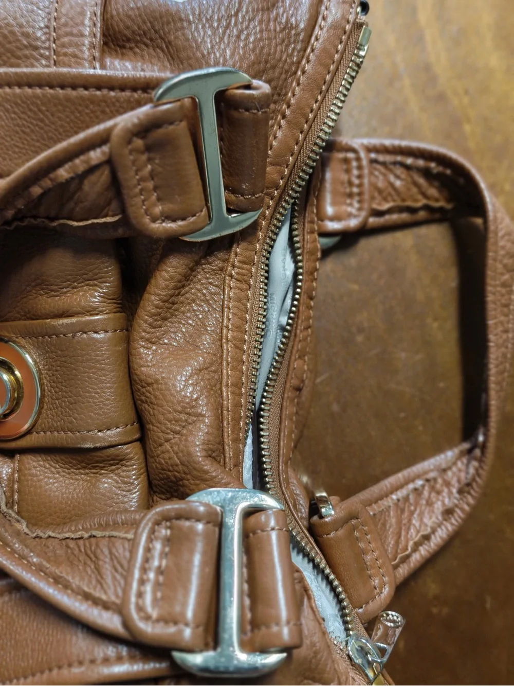 Michael Kors Cognac Pebbled Leather Satchel